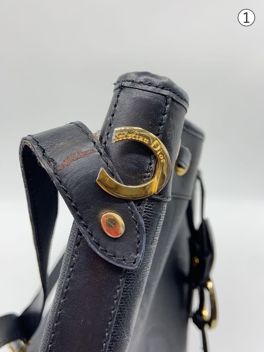 Christian Dior All Do Drawstring Trotter Pattern Shoulder Bag Leather BLK All Over Pattern 8