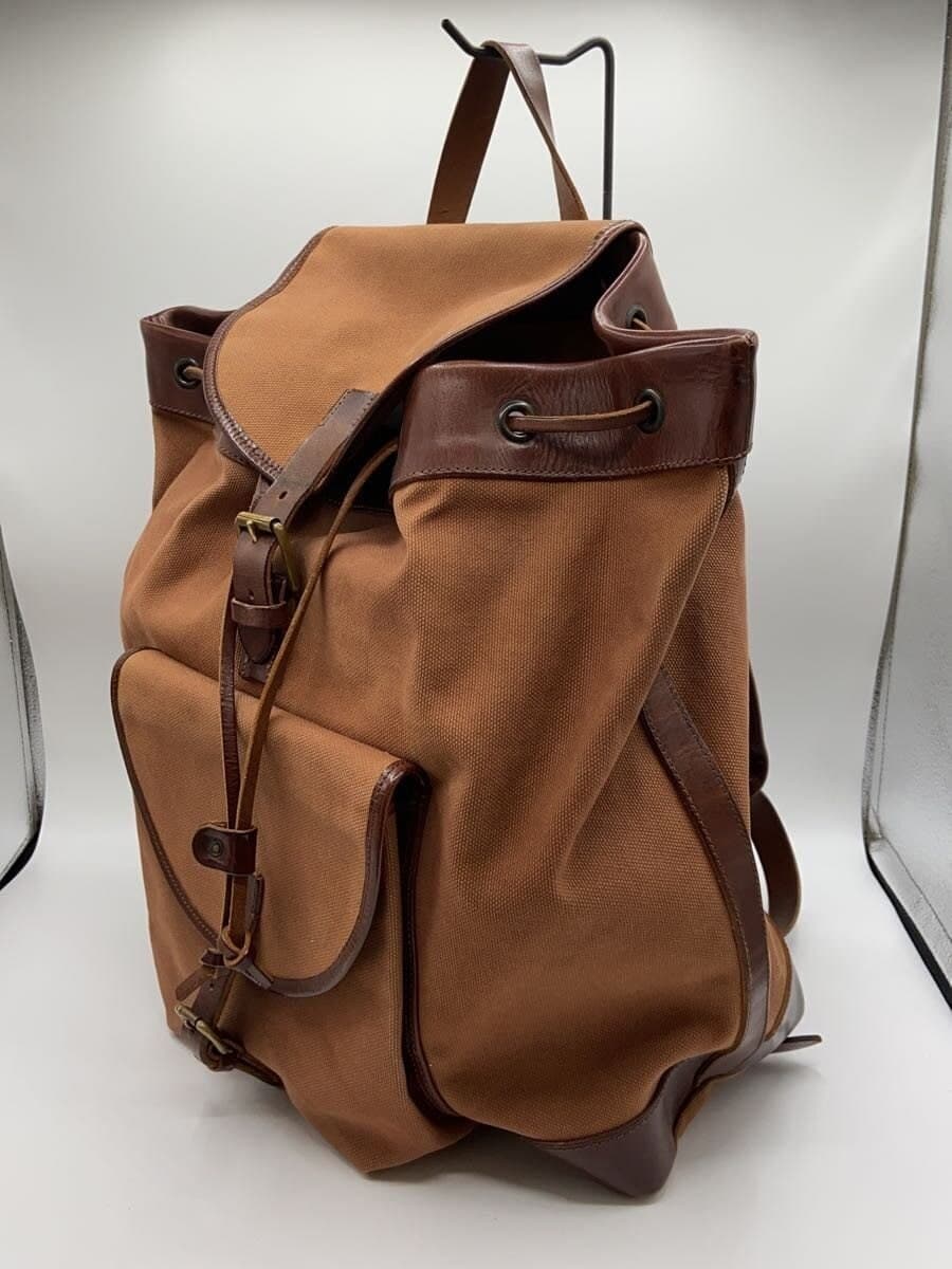 RALPH LAUREN Leather Patch Made in Italy Backpack Canvas Brown Solid 2