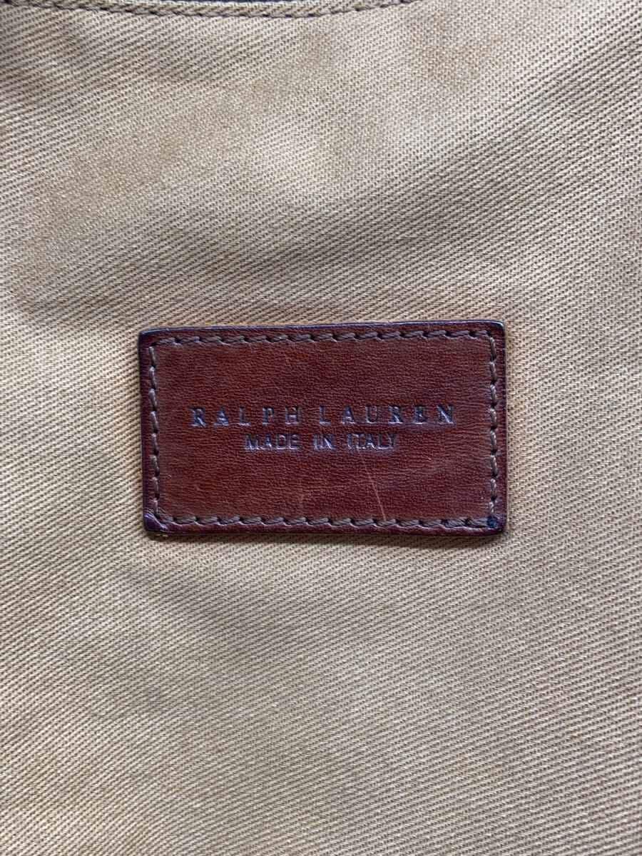 RALPH LAUREN Leather Patch Made in Italy Backpack Canvas Brown Solid 5