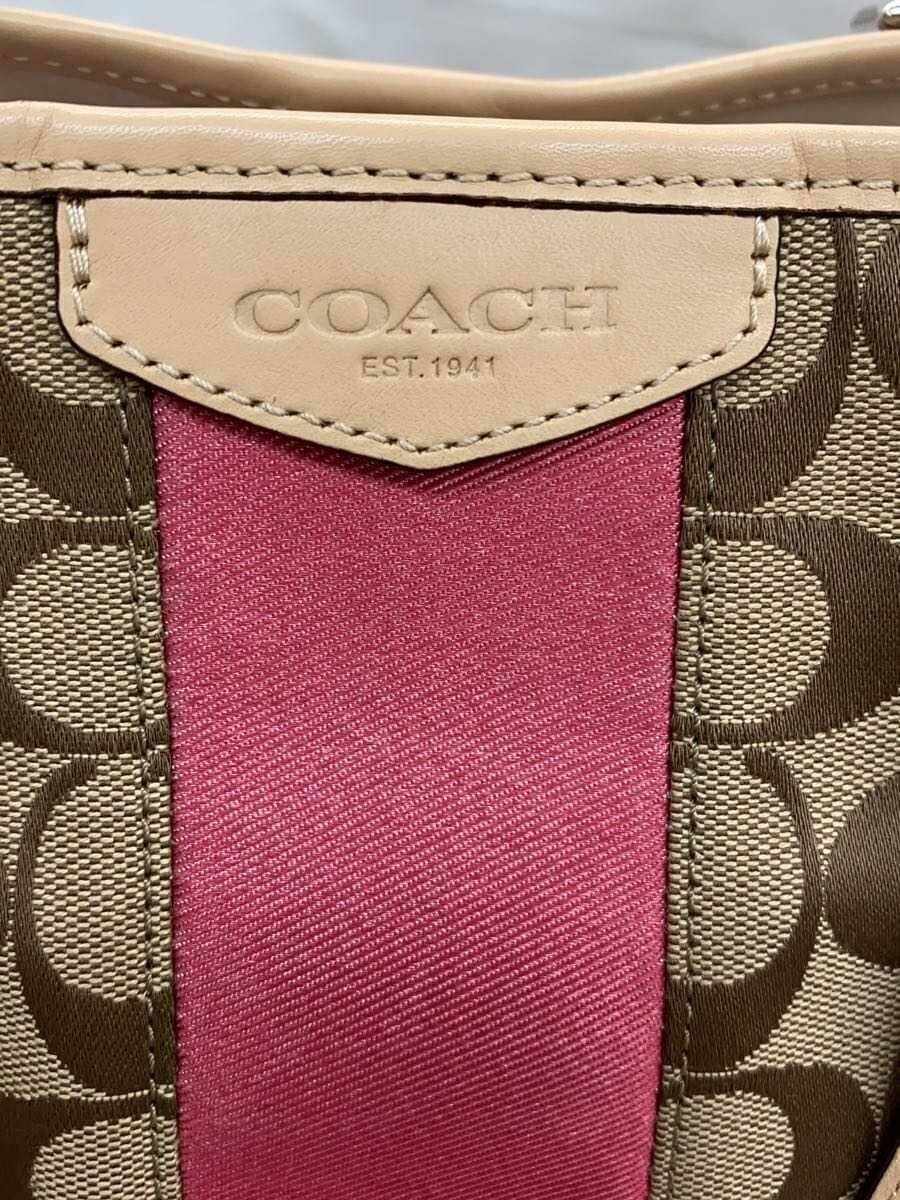 COACH Tote Bag _ Signature Canvas PNK All-over Pattern F28501 5