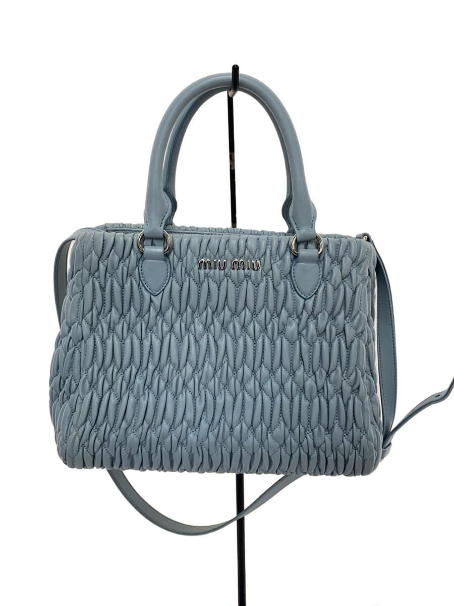 MIU MIU Nappa Crystal Matelasse 2-Way Handbag BLU