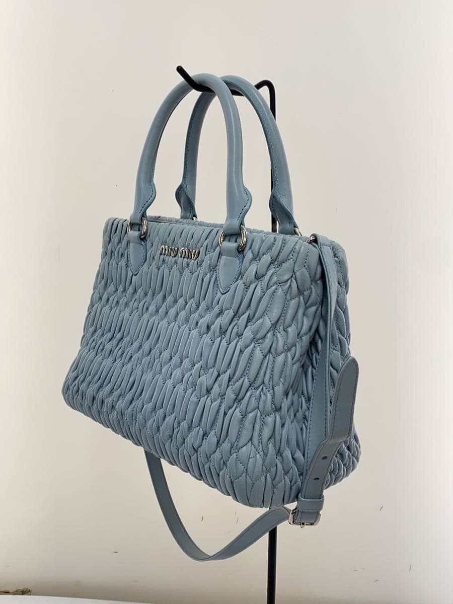 MIU MIU Nappa Crystal Matelasse 2-Way Handbag BLU 2