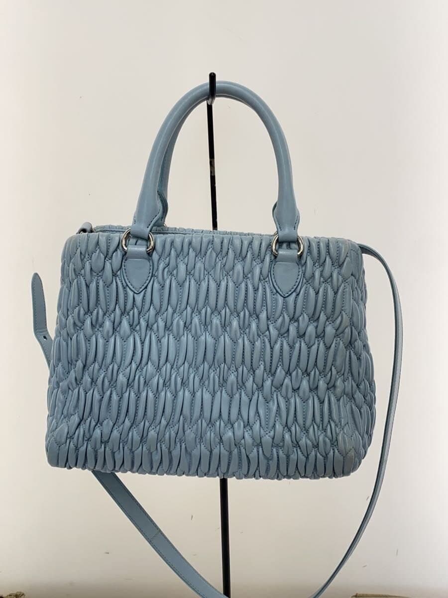 MIU MIU Nappa Crystal Matelasse 2-Way Handbag BLU 3