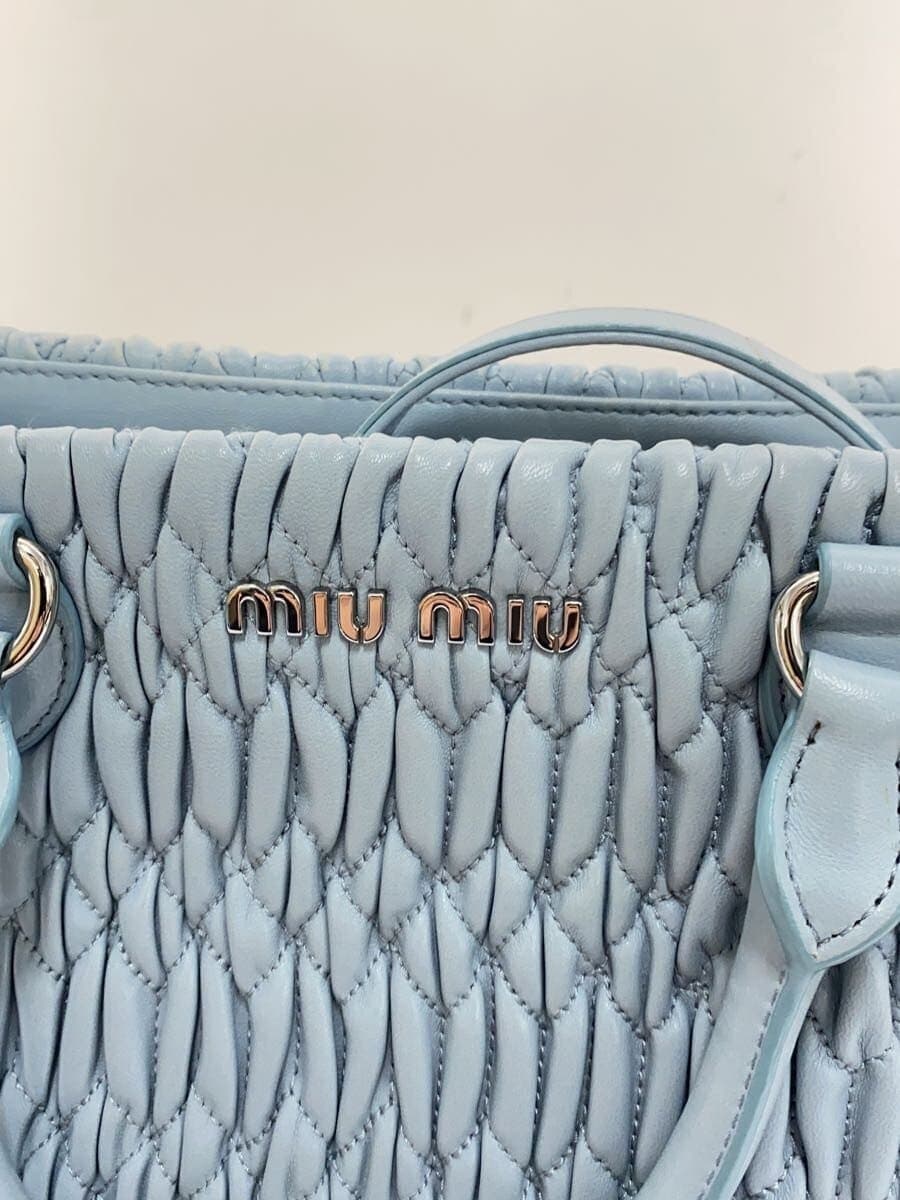 MIU MIU Nappa Crystal Matelasse 2-Way Handbag BLU 5