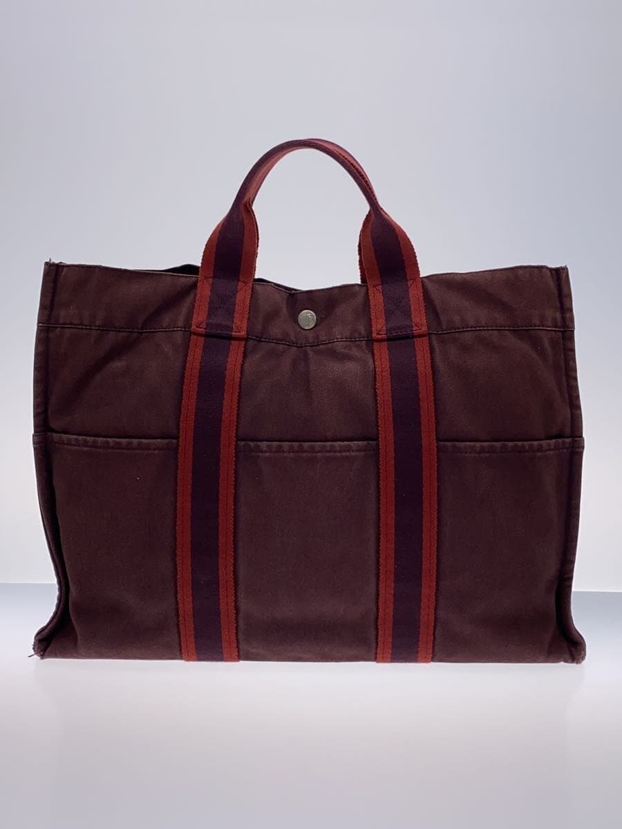 HERMES Tote Bag Canvas BRD Fourre-Tout MM With Wear 3