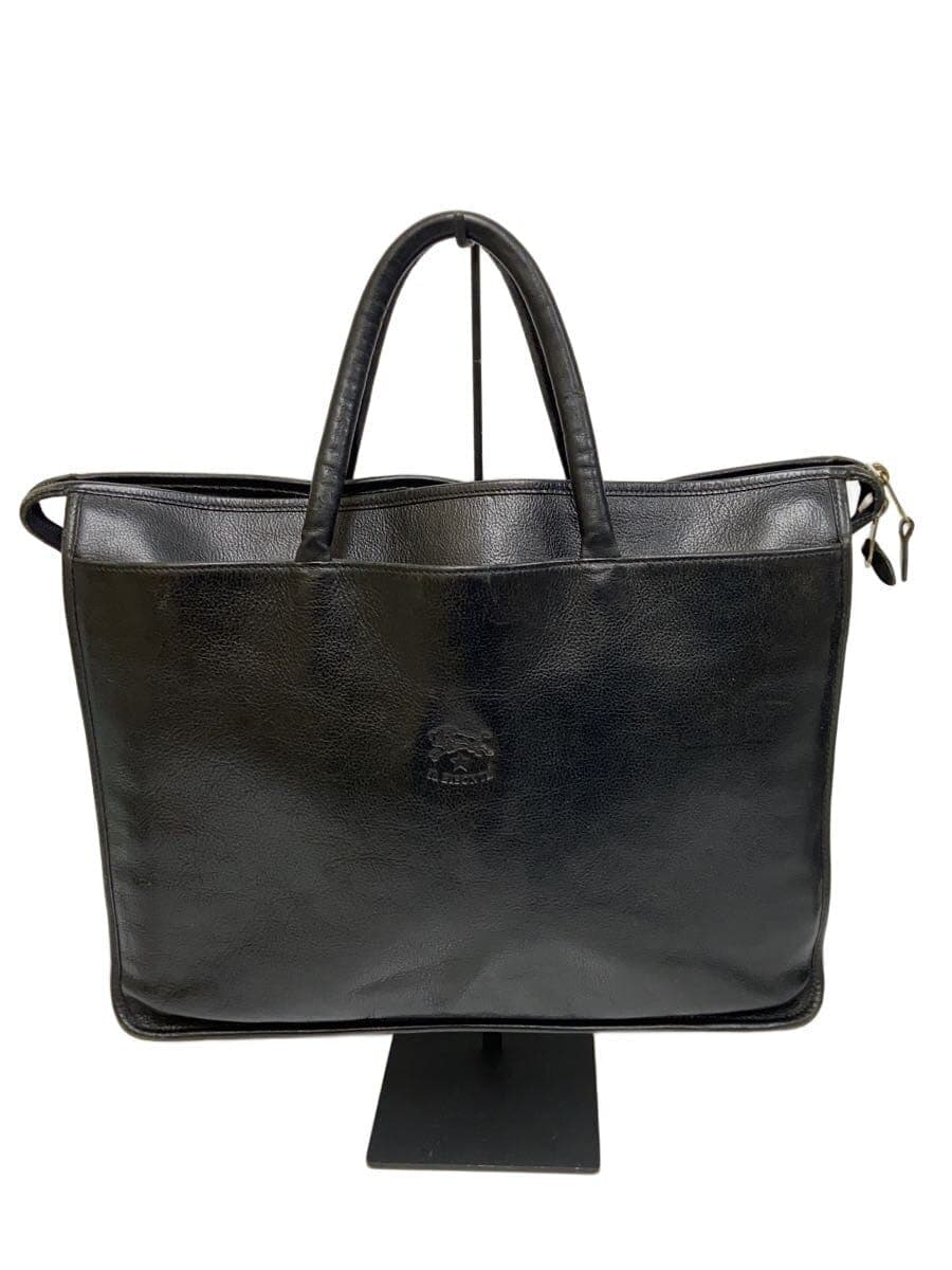 IL BISONTE tote bag leather black plain