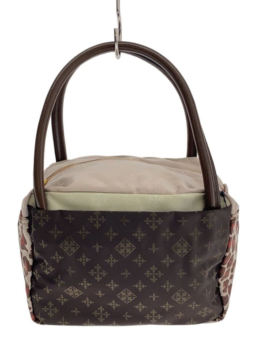 russet BOX Type Hand Bag Bottom Leopard Nylon BRW All Over Pattern