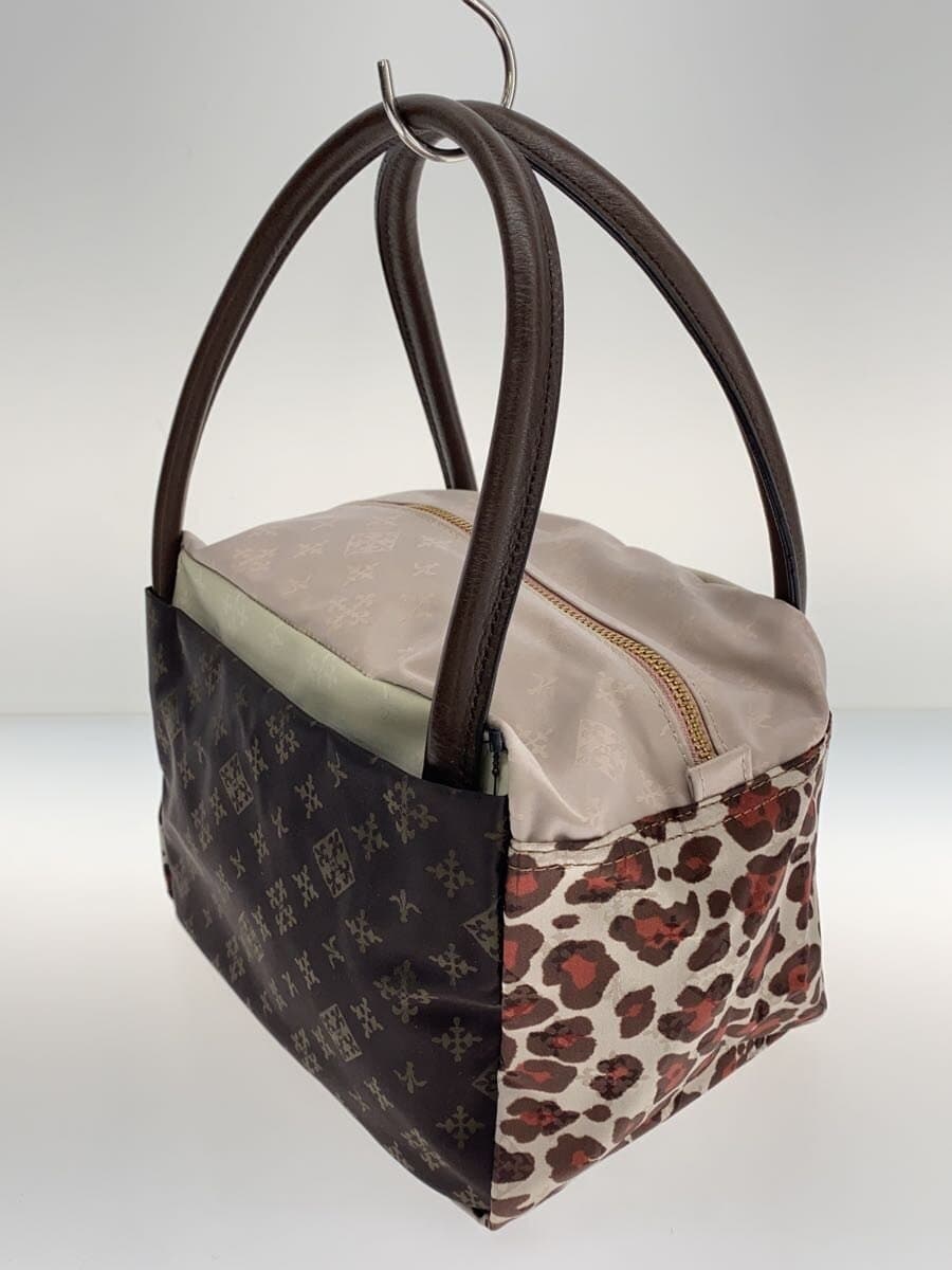 russet BOX Type Hand Bag Bottom Leopard Nylon BRW All Over Pattern 2