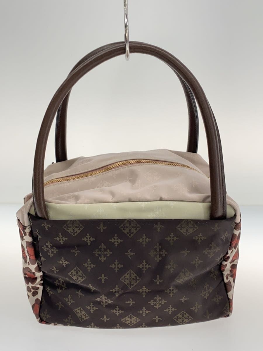 russet BOX Type Hand Bag Bottom Leopard Nylon BRW All Over Pattern 3