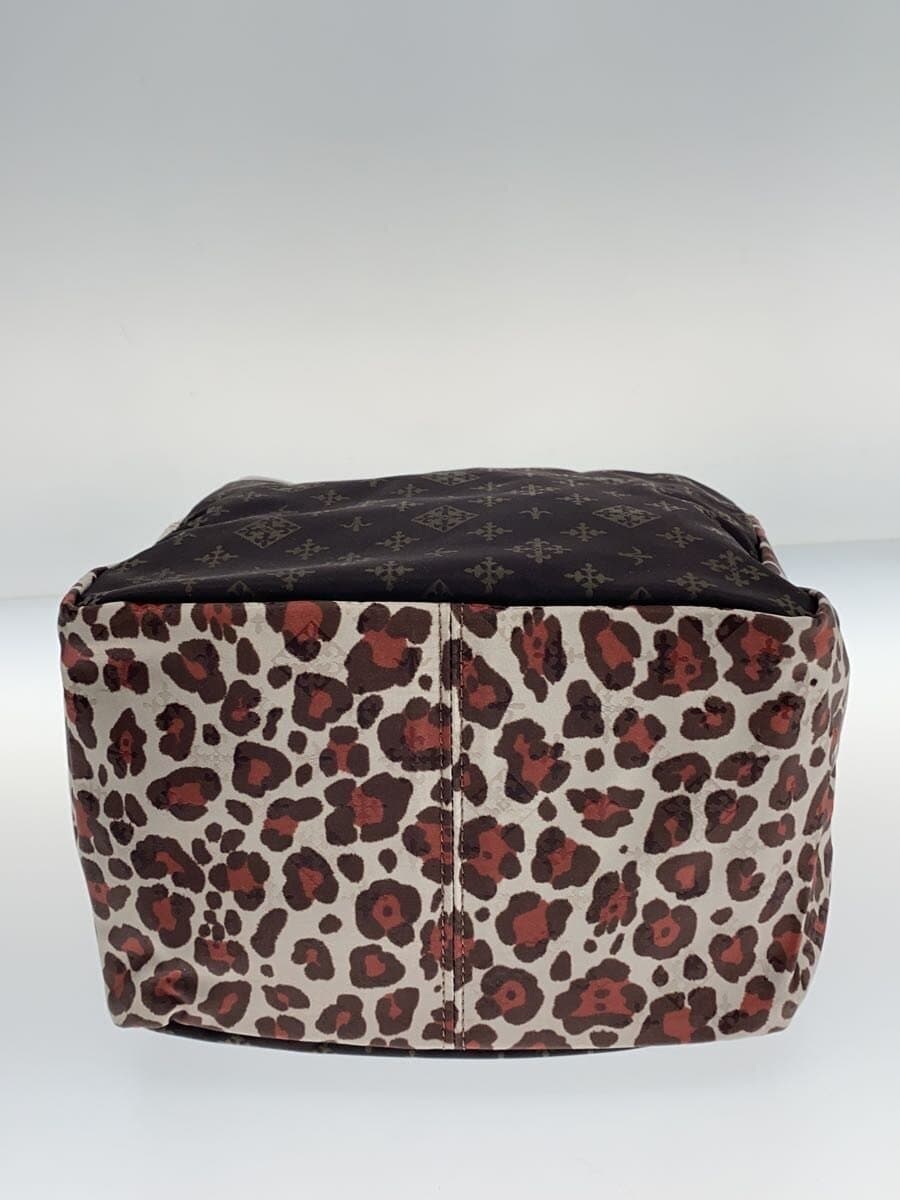 russet BOX Type Hand Bag Bottom Leopard Nylon BRW All Over Pattern 4