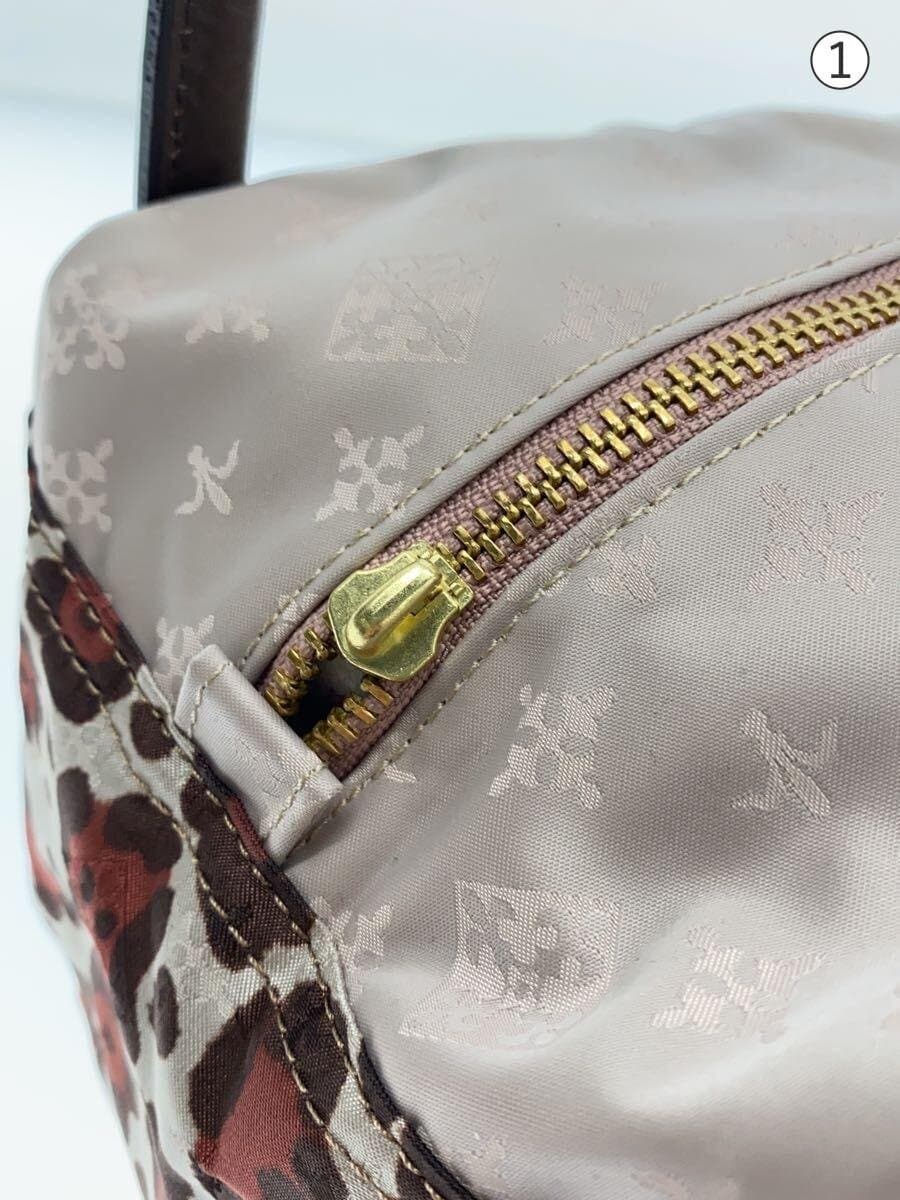 russet BOX Type Hand Bag Bottom Leopard Nylon BRW All Over Pattern 7