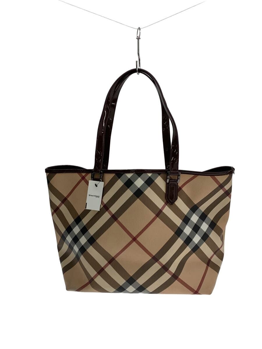 BURBERRY Coated Canvas Tote Bag CML Check