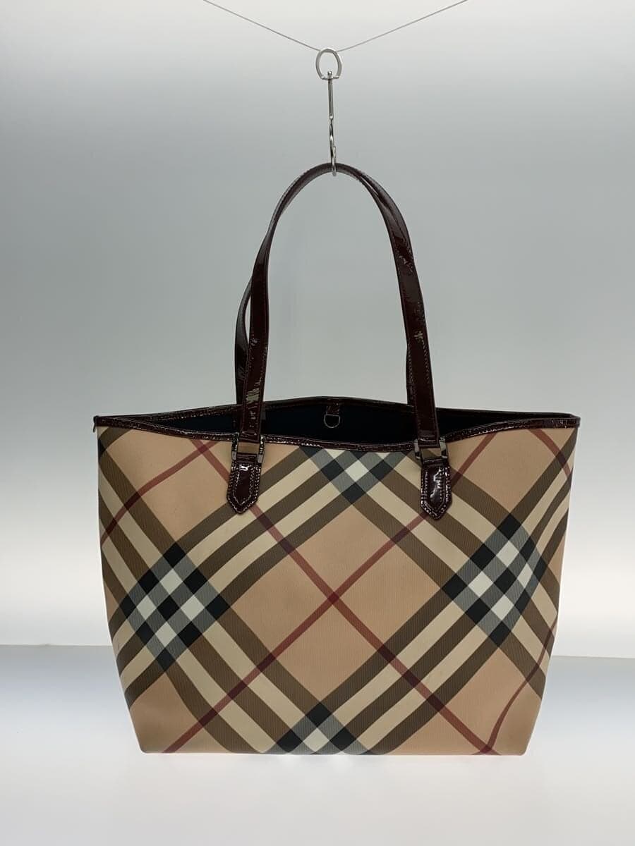 BURBERRY Coated Canvas Tote Bag CML Check 3