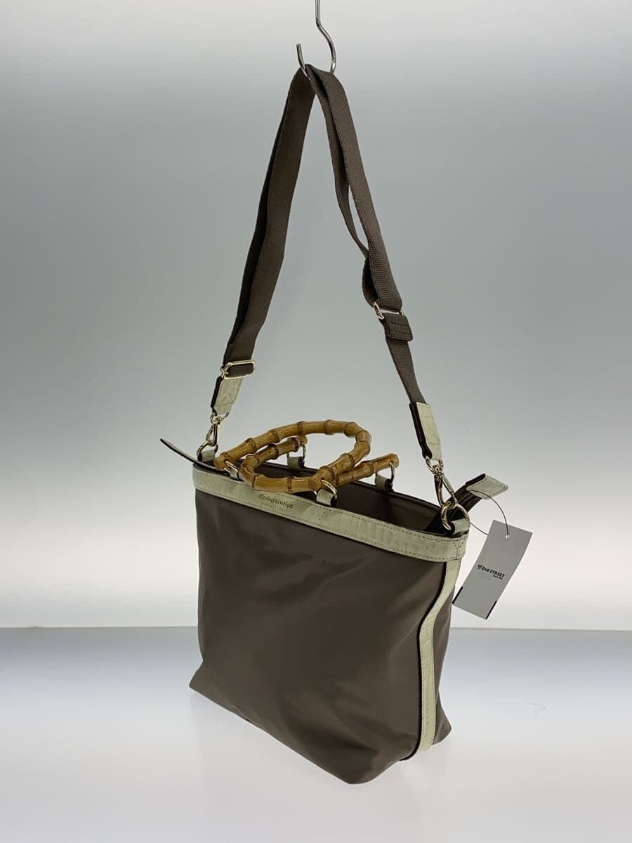 Modaprincipe2-Way Bamboo Tote Bag Nylon BEG Solid 2
