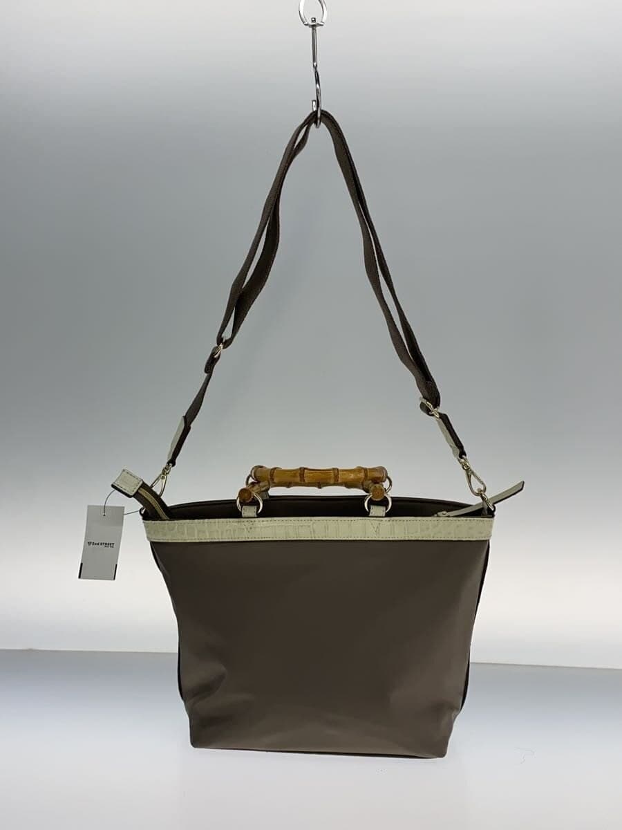 Modaprincipe2-Way Bamboo Tote Bag Nylon BEG Solid 3