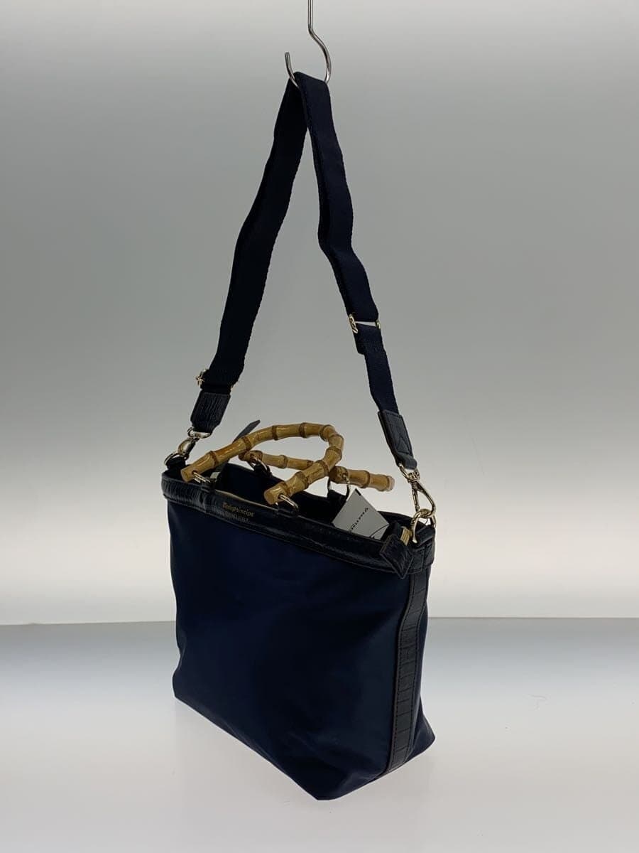Modaprincipe2-Way Bamboo Tote Bag Nylon NVY Solid 2