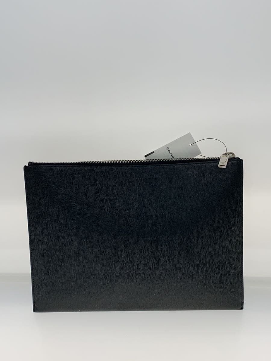 SAINT LAURENT clutch bag leather black plain 3