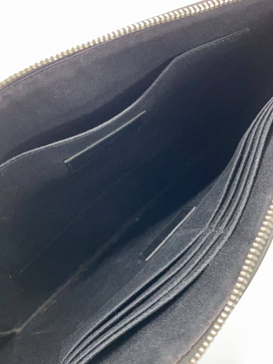 SAINT LAURENT clutch bag leather black plain 6