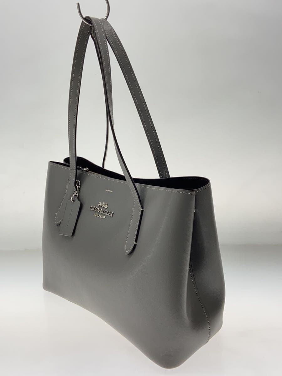 COACH Tote Bag Leather GRY Solid 2