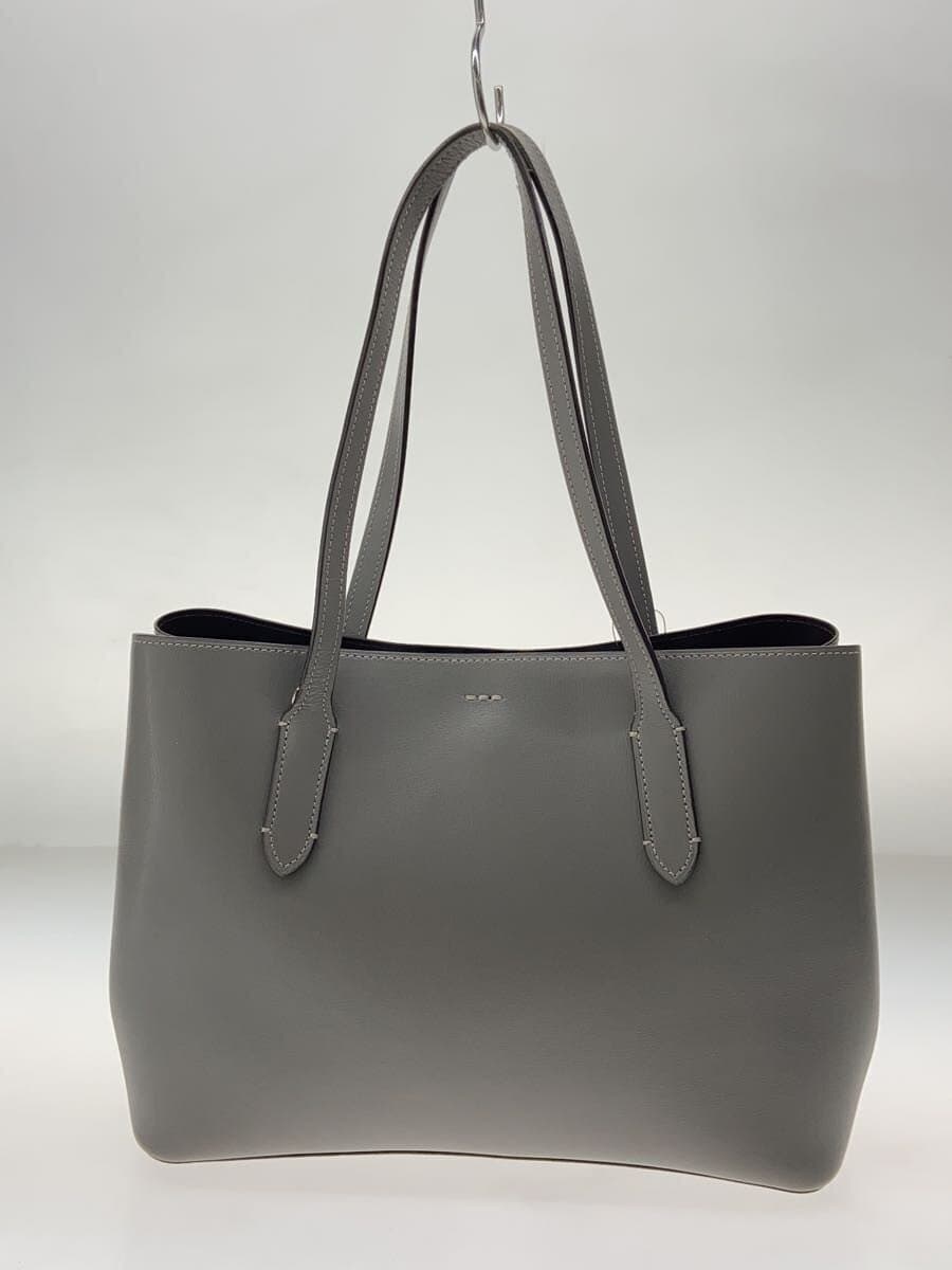 COACH Tote Bag Leather GRY Solid 3