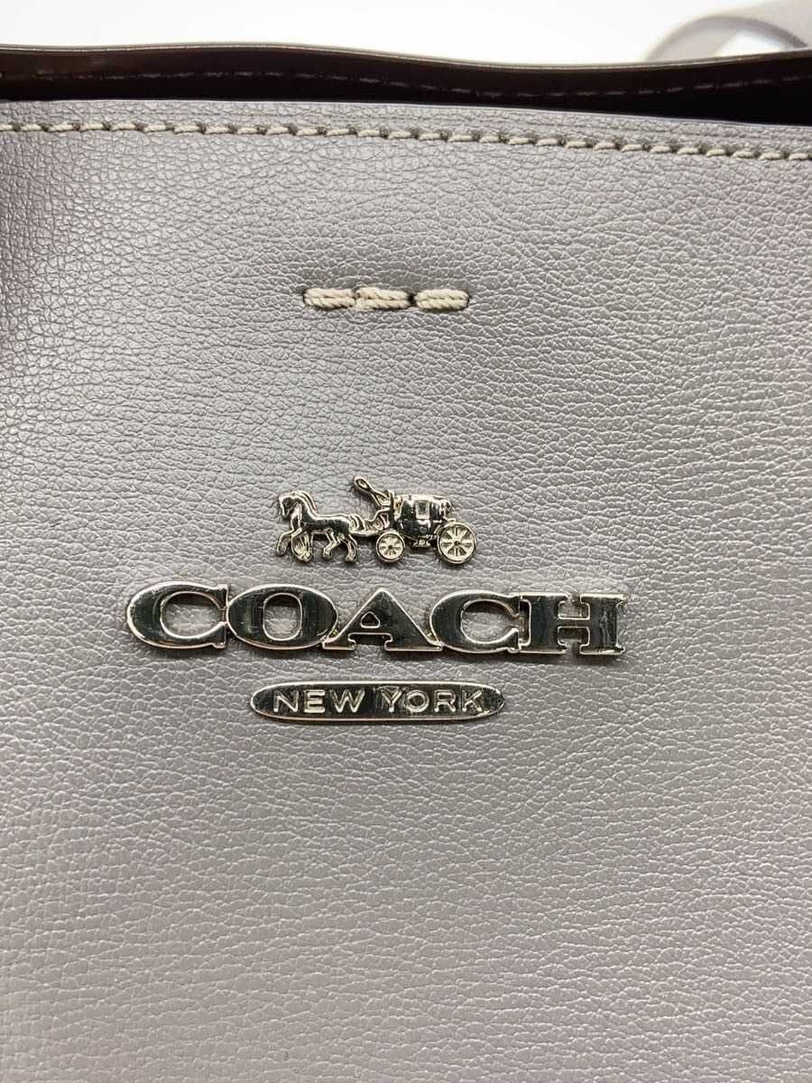 COACH Tote Bag Leather GRY Solid 5
