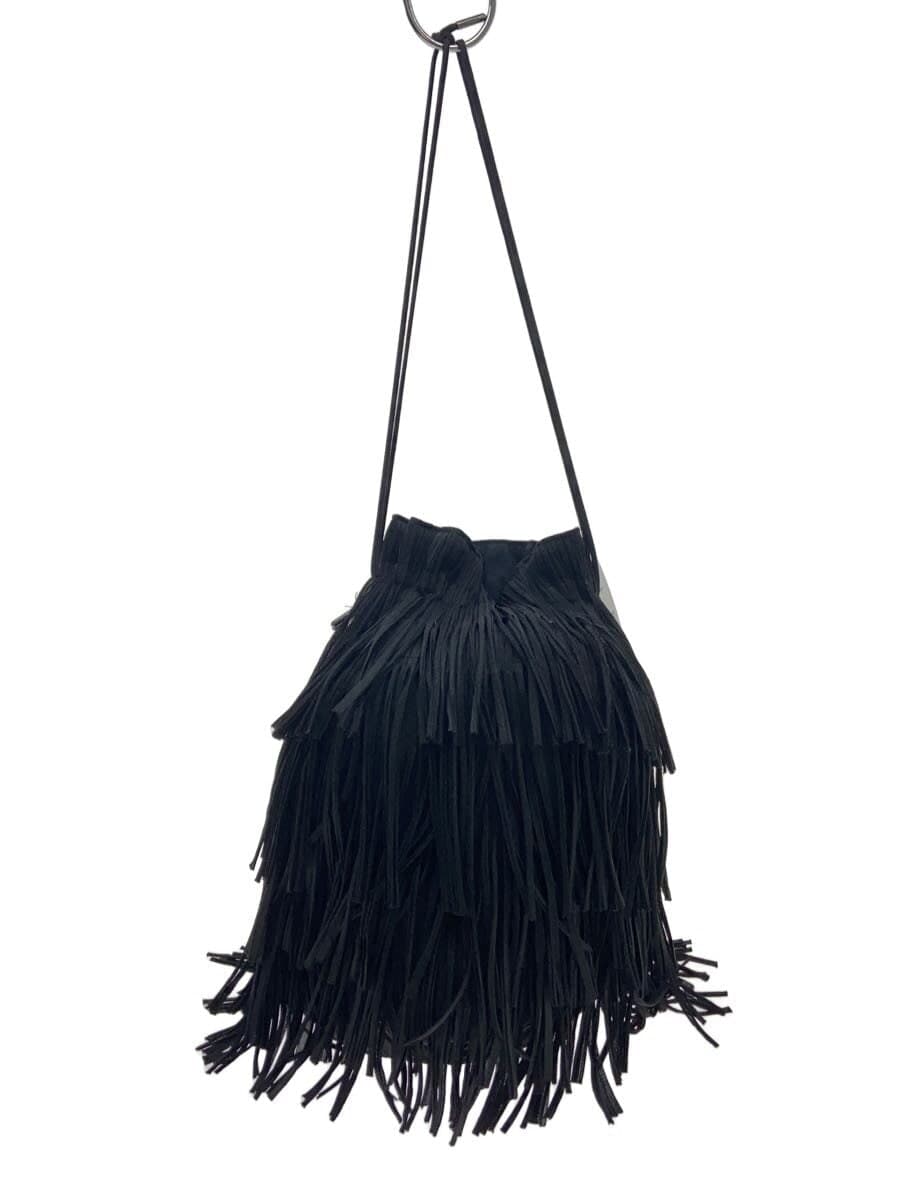 PLEATS PLEASE ISSEY MIYAKE fringe drawstring bag pouch polyester BLK