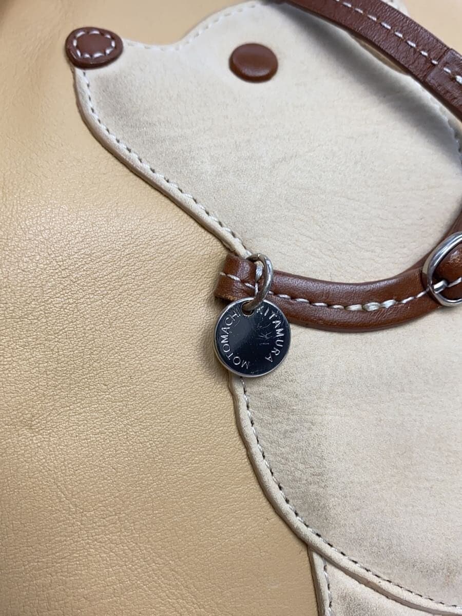 Kitamura Handbag Puppy Motif Leather Beige With Stain Kitamura 5
