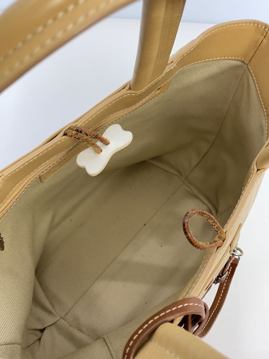 Kitamura Handbag Puppy Motif Leather Beige With Stain Kitamura 6