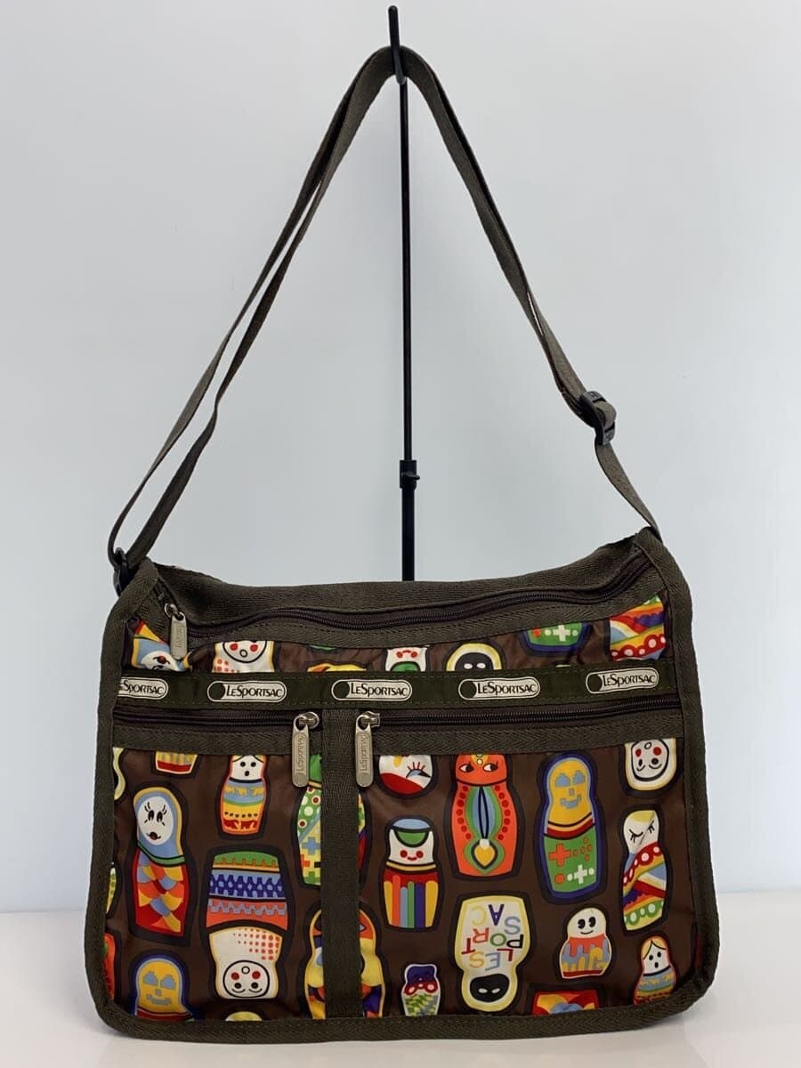 LESPORTSAC Shoulder Bag All Over Pattern Brown Pouch LeSportsac Sack 3