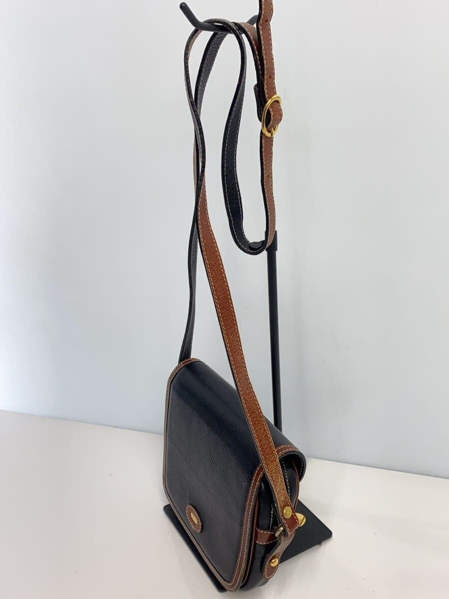 BALLY Shoulder Bag Leather Black Solid 76252566 Scuff、With Wear 2