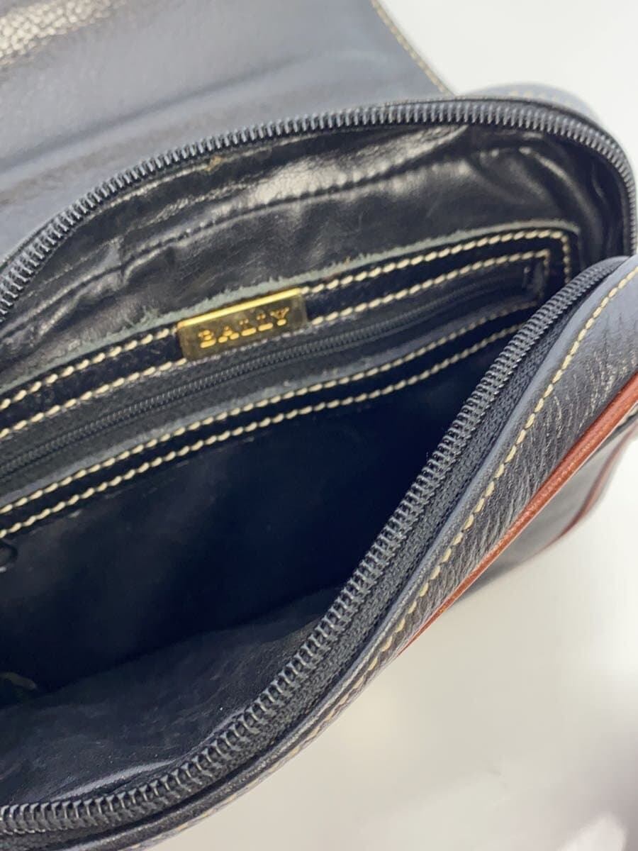 BALLY Shoulder Bag Leather Black Solid 76252566 Scuff、With Wear 7