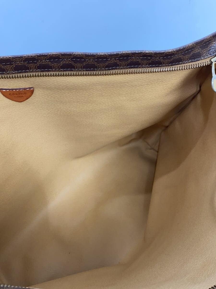 CELINE Macadam Pattern Tote Bag Leather Brown All Over Pattern Scratch 、With Wear Celine 6