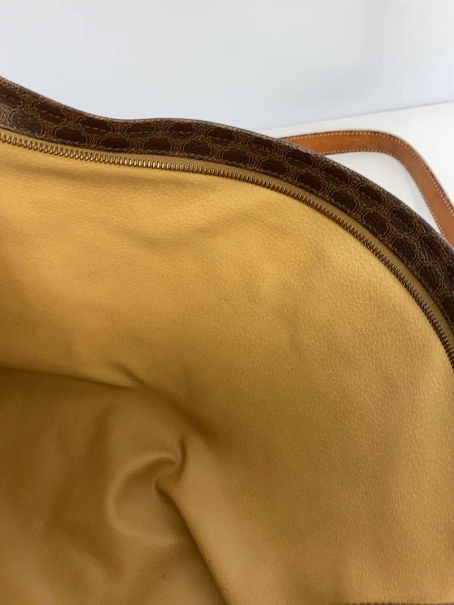 CELINE Macadam Pattern Tote Bag Leather Brown All Over Pattern Scratch 、With Wear Celine 7