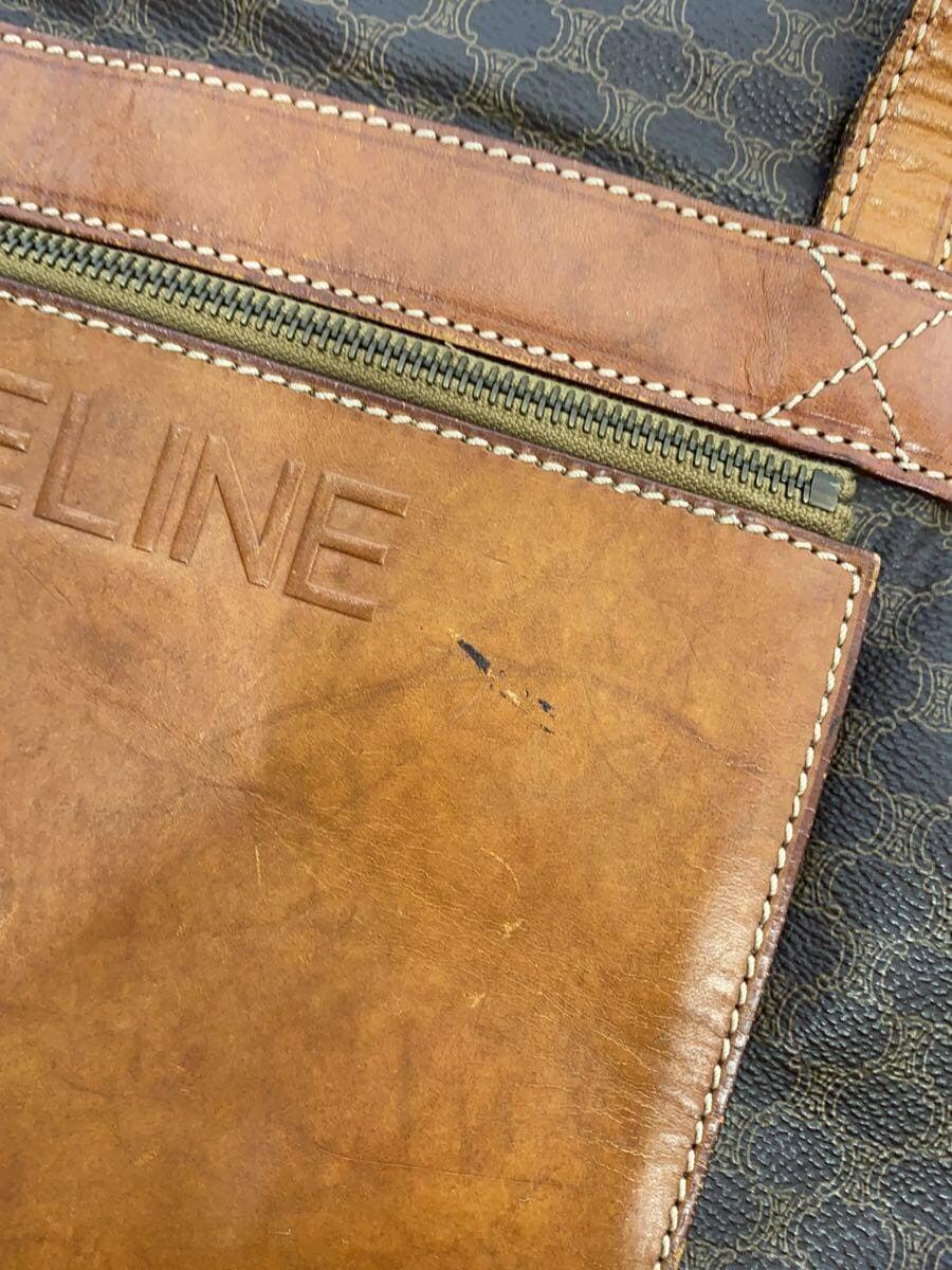 CELINE Macadam Pattern Tote Bag Leather Brown All Over Pattern Scratch 、With Wear Celine 8