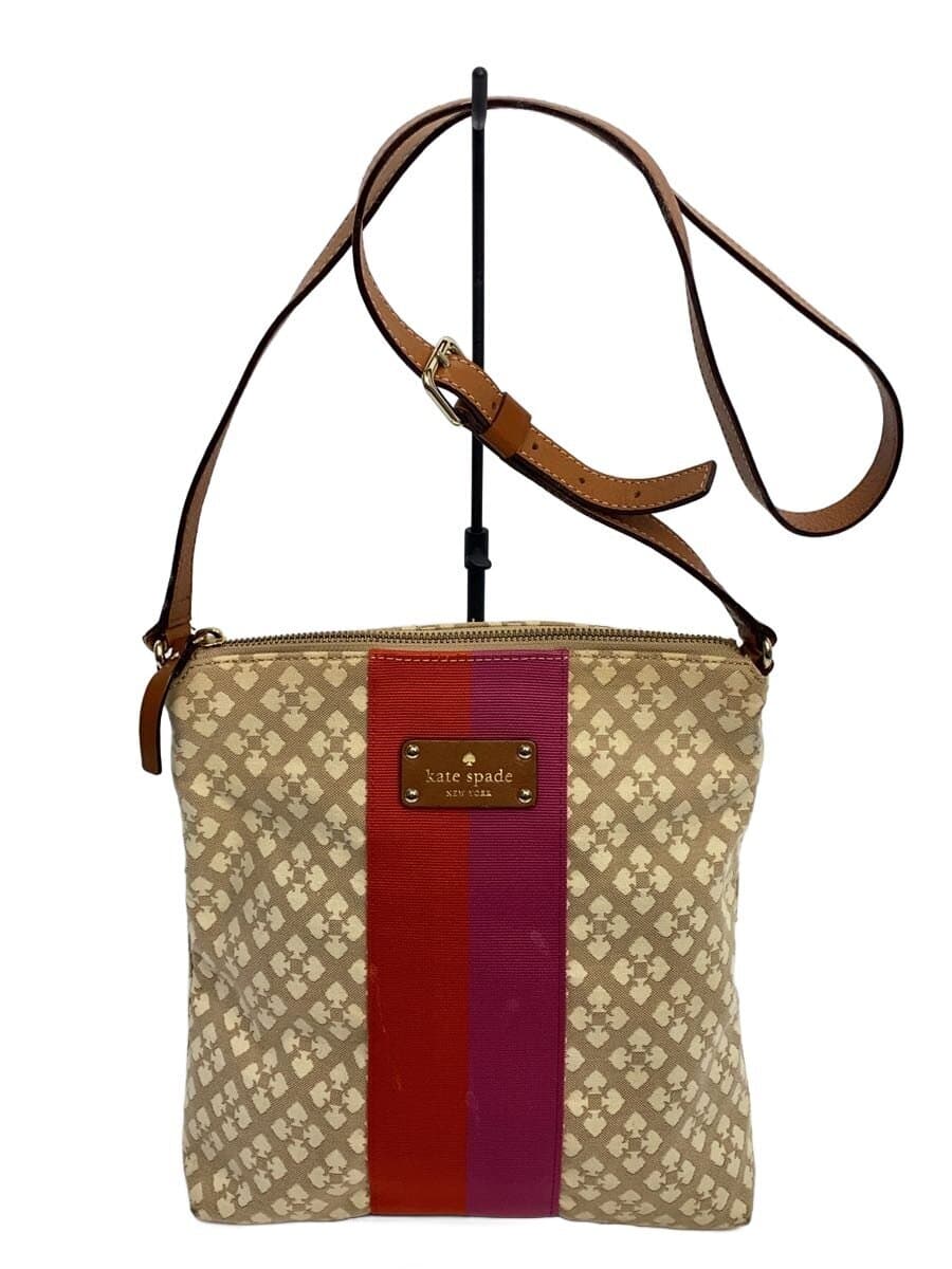 kate spade new york Shoulder Bag Cotton Camel All Over Pattern With Stain Kate Spade New York