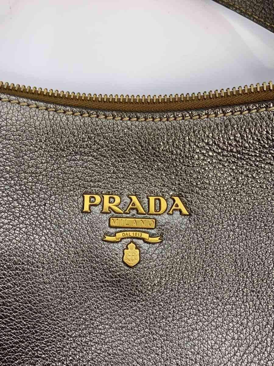 PRADA Tote Bag Handbag Leather Silver Solid PRADA 5