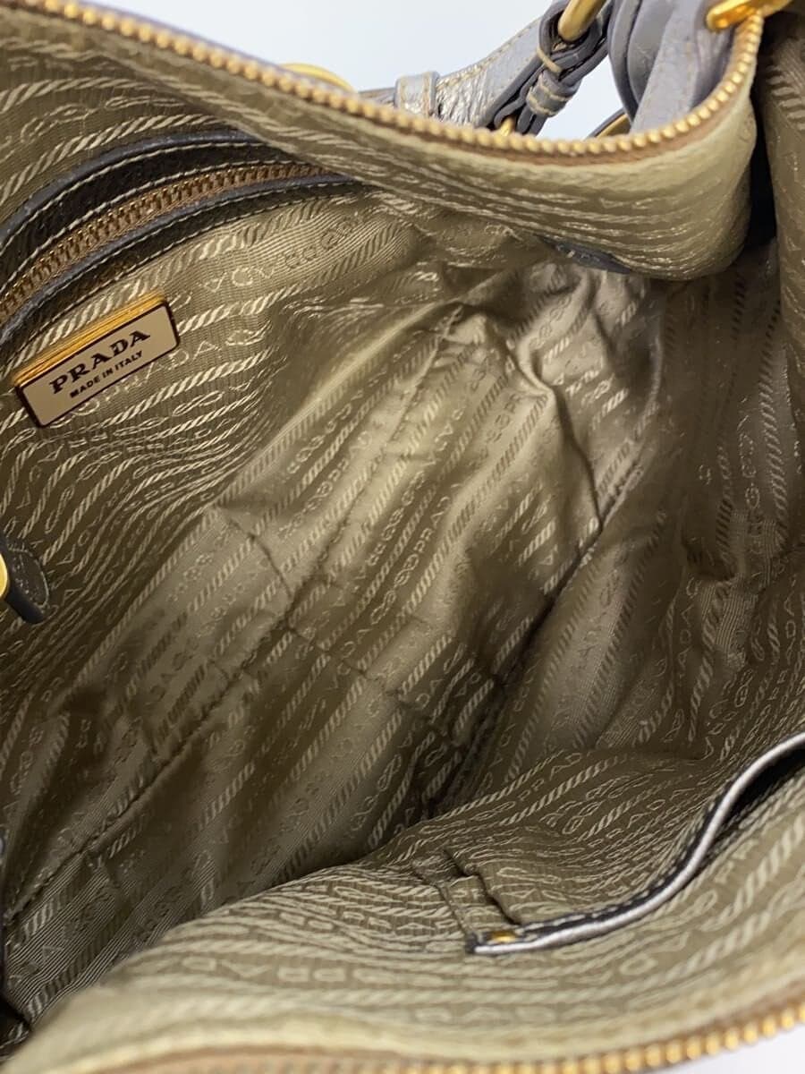 PRADA Tote Bag Handbag Leather Silver Solid PRADA 6