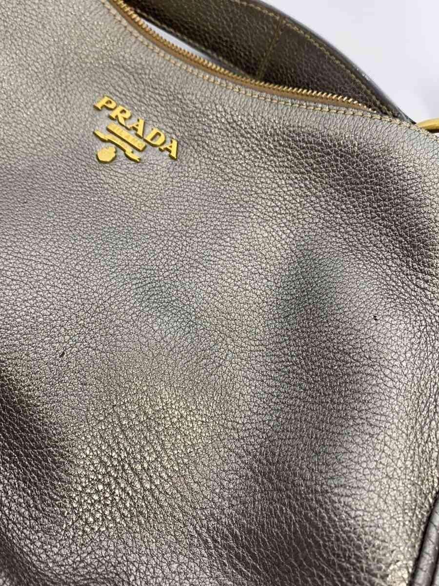PRADA Tote Bag Handbag Leather Silver Solid PRADA 8