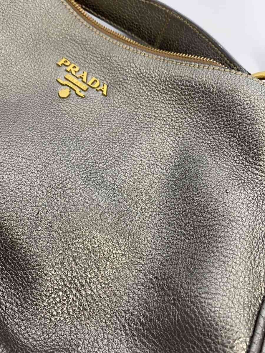 PRADA Tote Bag Handbag Leather Silver Solid PRADA 8