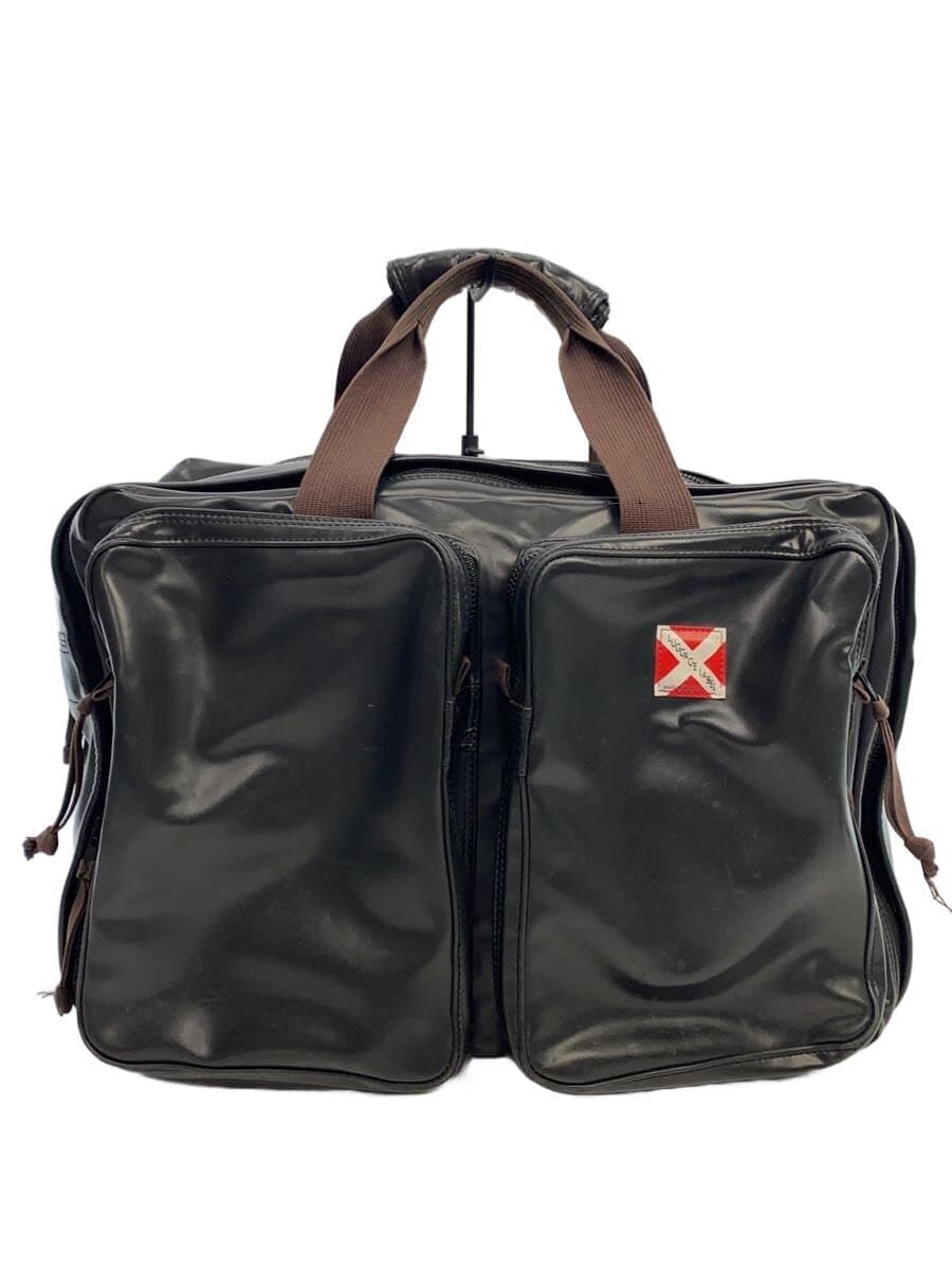 LUGGAGE LABEL Briefcase PVC Black 2-Way Overnighter Crack 、With Wear