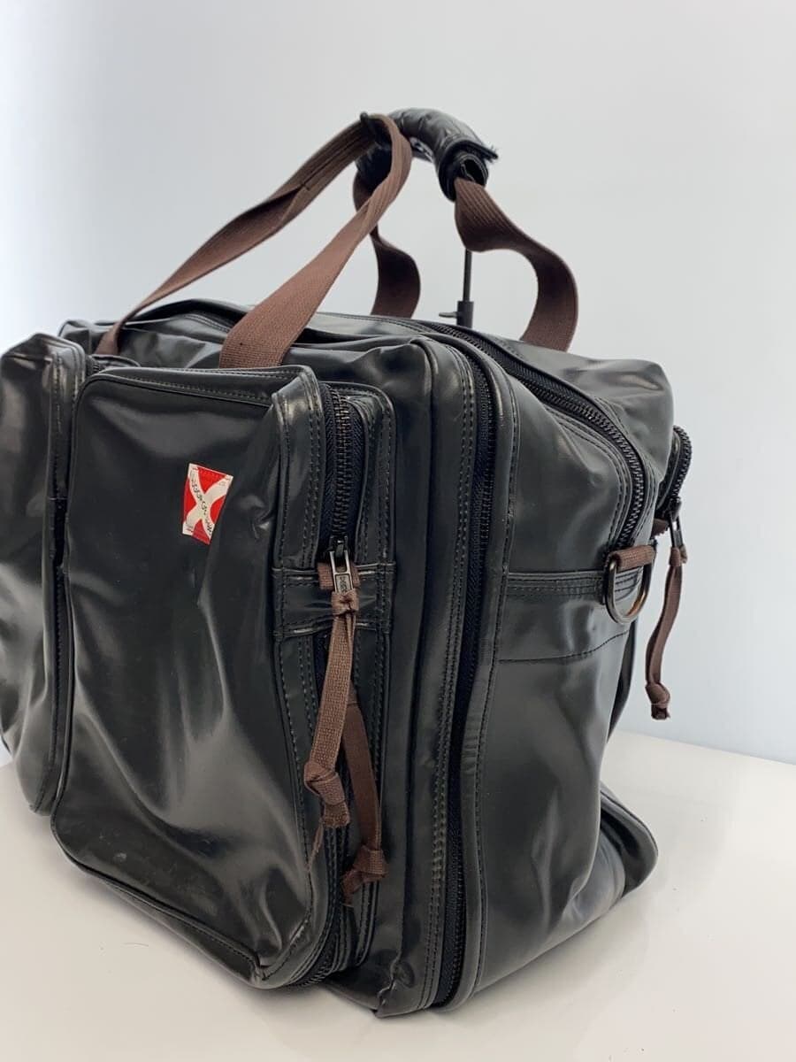 LUGGAGE LABEL Briefcase PVC Black 2-Way Overnighter Crack 、With Wear 2