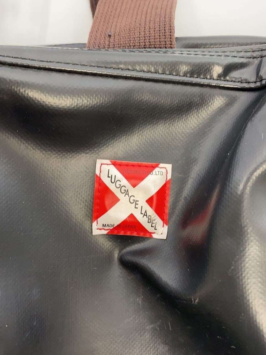 LUGGAGE LABEL Briefcase PVC Black 2-Way Overnighter Crack 、With Wear 5