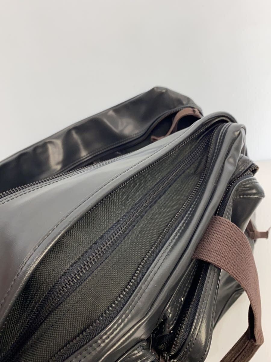 LUGGAGE LABEL Briefcase PVC Black 2-Way Overnighter Crack 、With Wear 7