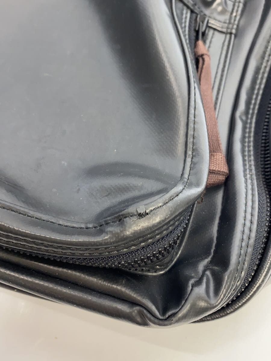 LUGGAGE LABEL Briefcase PVC Black 2-Way Overnighter Crack 、With Wear 8