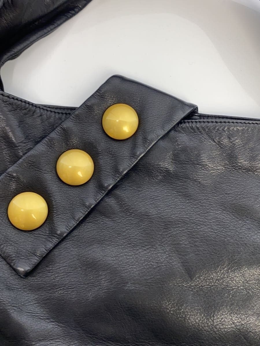 Kawa-kawa one-shoulder gold button corner wear present leather black Kawa-kawa 8