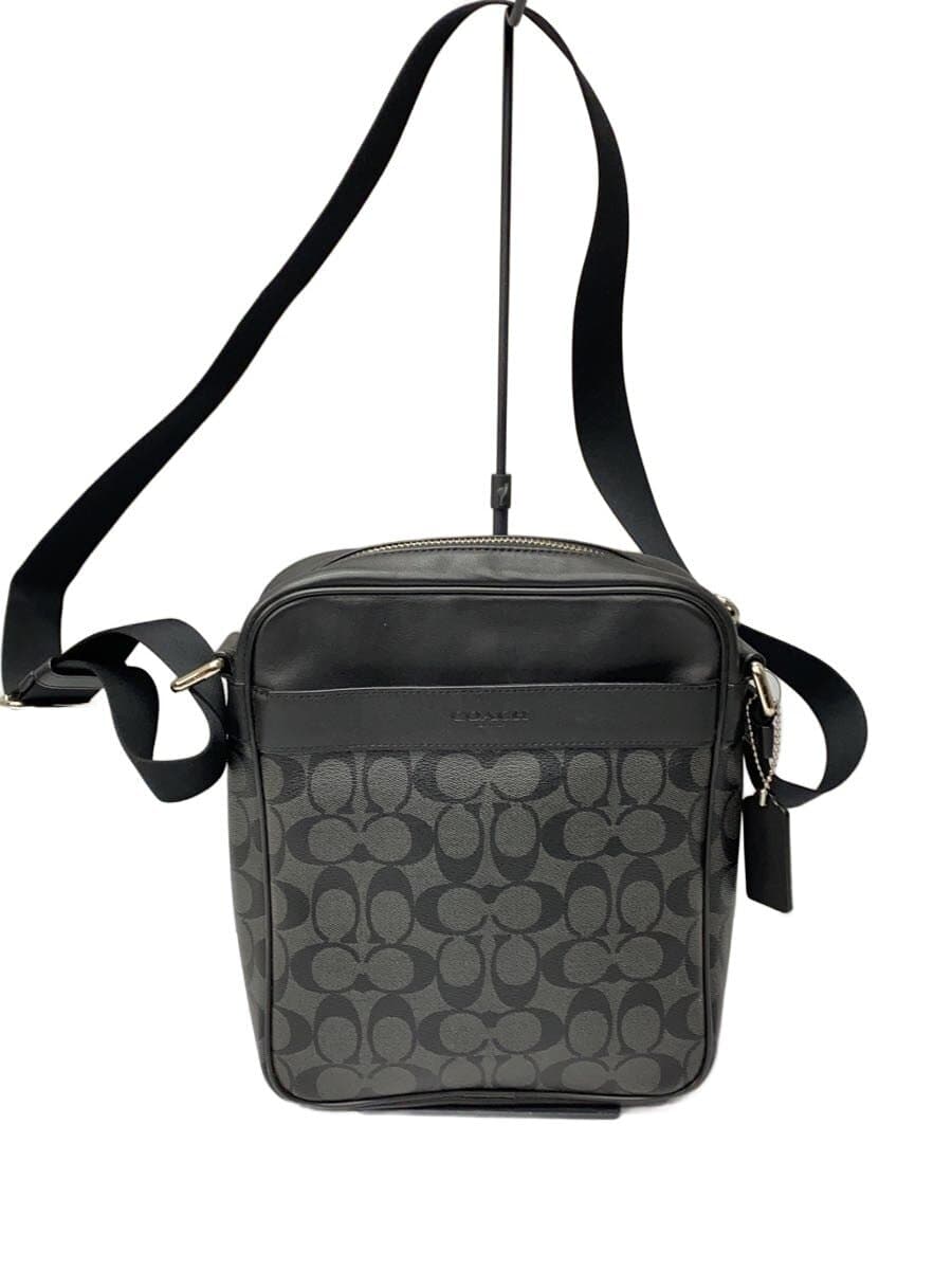 COACH Shoulder Bag Leather BLK All Over Pattern
