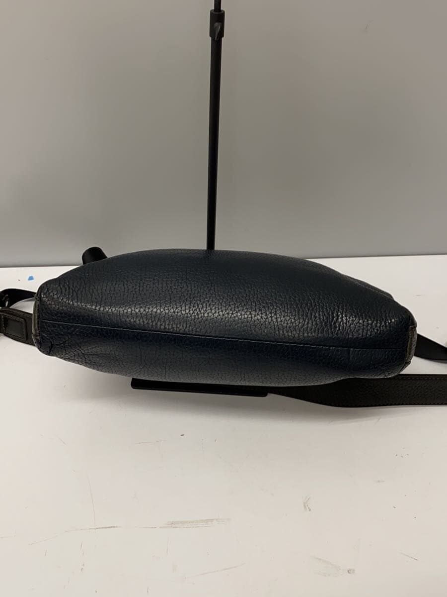 FUJITAKA Shoulder Bag Leather GRY Solid 4