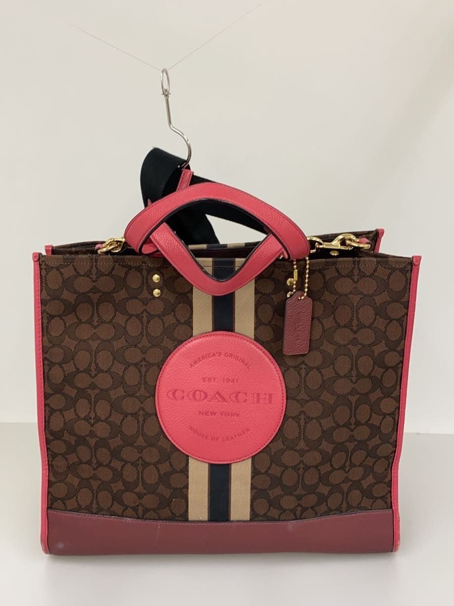 COACH Dempsey Tote 40_Signature_Pink Leather Canvas BRW All Over Pattern