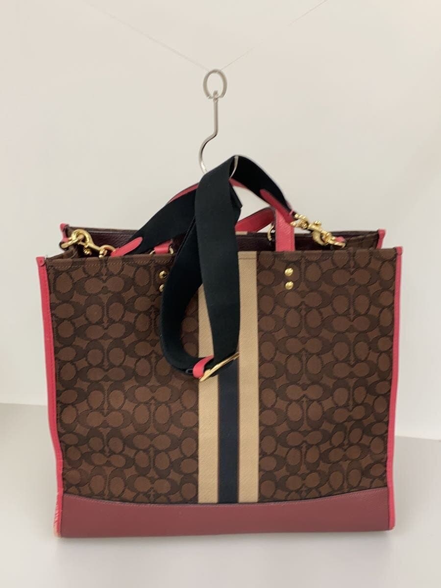 COACH Dempsey Tote 40_Signature_Pink Leather Canvas BRW All Over Pattern 3