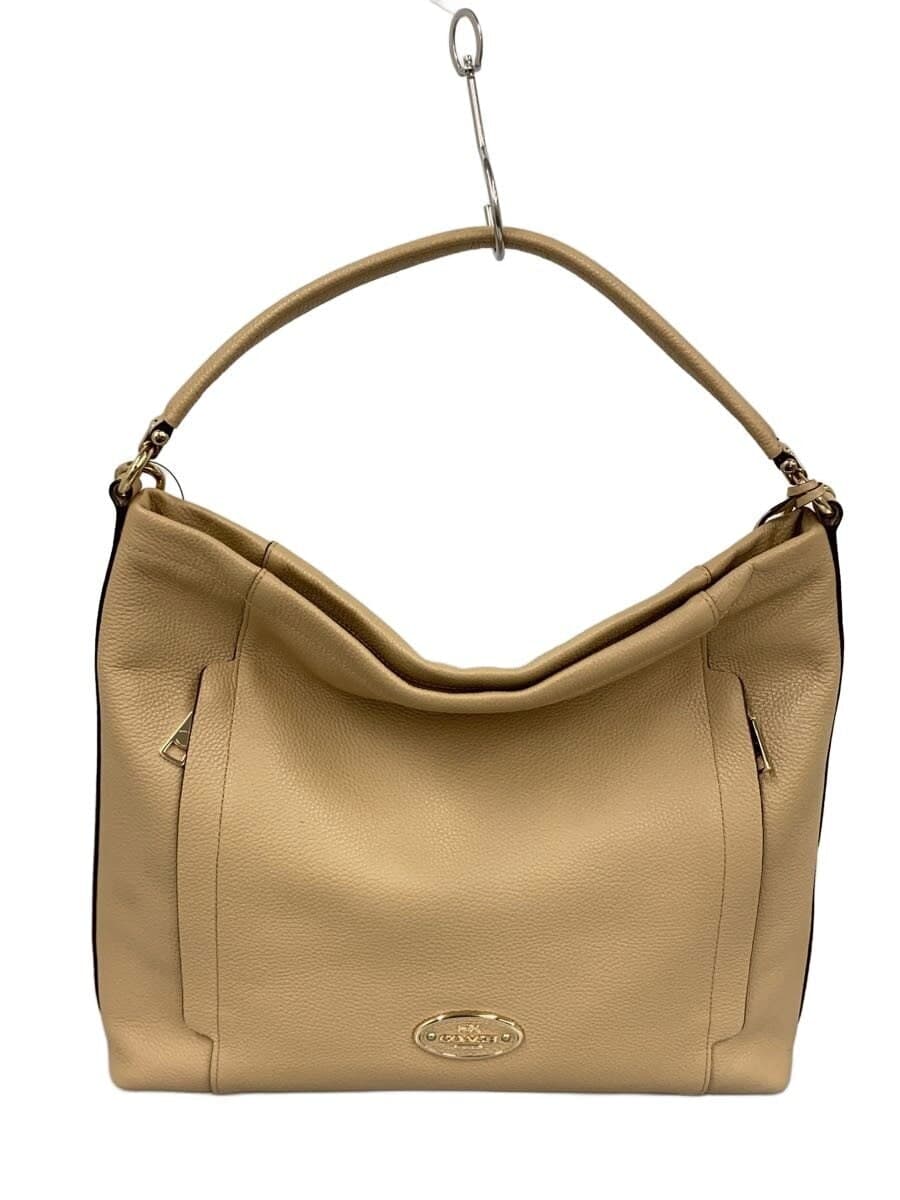COACH Shoulder Bag_Pebbled _All Leather Leather BEG